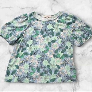 LOFT Floral Short Sleeve Blouse Top Shirt Size Medium Petite (MP) C76